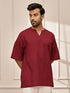 Men Maroon Cambric Cotton Yoga Kurta