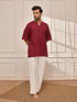 Men's Maroon & White Premium Yoga Kurta Palazzo Set