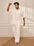Men's Pure White Premium Cotton Yoga Kurta Palazzo Set