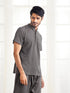 Men's Grey Cotton Short Kurta