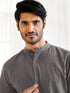Men's Grey Cotton Short Kurta