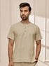 Men Beige Cotton Flex Yoga Kurta
