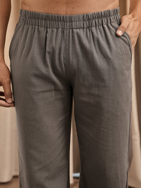 Men's Mud Brown Cotton Yoga Kurta Palazzo Set