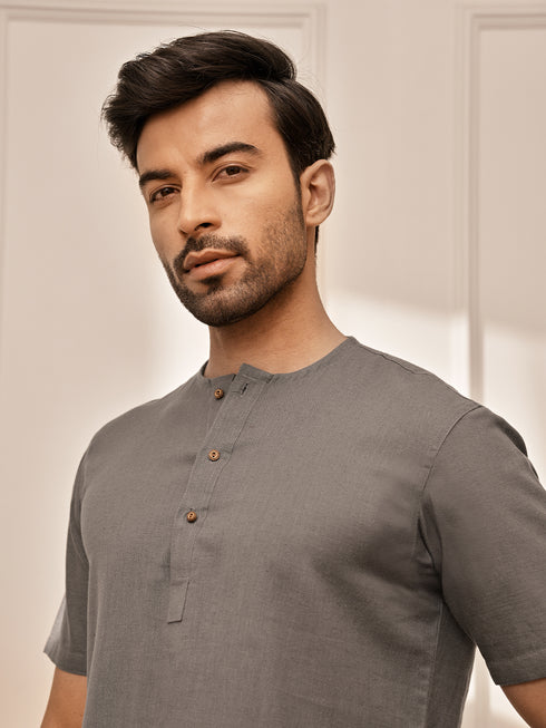 Men's Mud Brown Cotton Yoga Kurta Palazzo Set