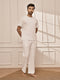 Men's Pure White Cotton Yoga Kurta Palazzo Set