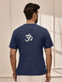 Men Navy Blue Cambric Cotton Yoga Kurta With Om Embroidery