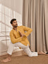 Men Mustard Cambric Cotton Full Sleeve Yoga Kurta