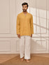 Men's Mustard Premium Cotton Kurta With White Palazzo Set