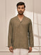 Men Mehendi Green Cambric Cotton Full Sleeve Yoga Kurta