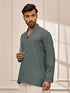 Men Sage Green Cambric Cotton Full Sleeve Yoga Kurta