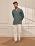 Men's Sage Green Premium Cotton Kurta With White Palazzo Set