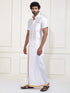 Men's White Silk Blend Shirt And Mundu Set