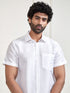 Men's White Silk Blend Shirt And Mundu Set