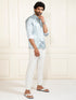 Men's Grey And White Satin Ethnic Shirt