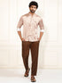 Men's Multicolored-Base-Mint Satin Ethnic Shirt