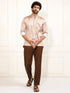 Men's Multicolored-Base-Mint Satin Ethnic Shirt