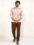 Men's Multicolored-Base-Mint Satin Ethnic Shirt