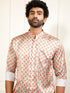 Men's Multicolored-Base-Mint Satin Ethnic Shirt
