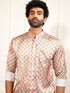 Men's Multicolored-Base-Mint Satin Ethnic Shirt