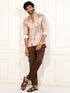 Men's Multicolored-Base-Mint Satin Ethnic Shirt