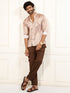 Men's Multicolored-Base-Mint Satin Ethnic Shirt
