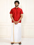 Men's Maroon Silk Blend Shirt And Mundu