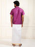Men's Purple Silk Blend Shirt And Mundu