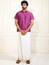 Men's Purple Silk Blend Shirt And Mundu