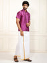Men's Purple Silk Blend Shirt And Mundu