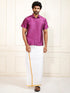 Men's Purple Silk Blend Shirt And Mundu