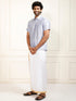 Men's Bluish White Silk Blend Shirt And Mundu