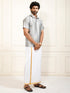 Men's Grey Silk Blend Shirt And Mundu