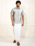Men's Grey Silk Blend Shirt And Mundu