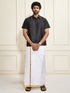 Men's Black Silk Blend Shirt And Mundu