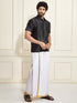 Men's Black Silk Blend Shirt And Mundu
