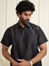 Men's Black Silk Blend Shirt And Mundu