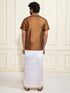 Men's Coffee Silk Blend Shirt And Mundu