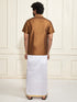 Men's Coffee Silk Blend Shirt And Mundu