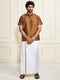 Men's Coffee Silk Blend Shirt And Mundu