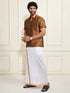 Men's Coffee Silk Blend Shirt And Mundu