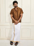 Men's Coffee Silk Blend Shirt And Mundu