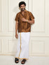 Men's Coffee Silk Blend Shirt And Mundu