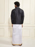 Men's Black Silk Blend Shirt And Mundu