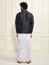 Men's Black Silk Blend Shirt And Mundu