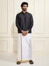 Men's Black Silk Blend Shirt And Mundu