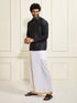 Men's Black Silk Blend Shirt And Mundu