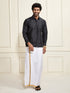 Men's Black Silk Blend Shirt And Mundu