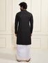 Men's Black Rayon Cotton Kurta