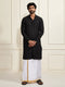 Men's Black Rayon Cotton Kurta
