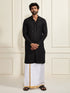 Men's Black Rayon Cotton Kurta